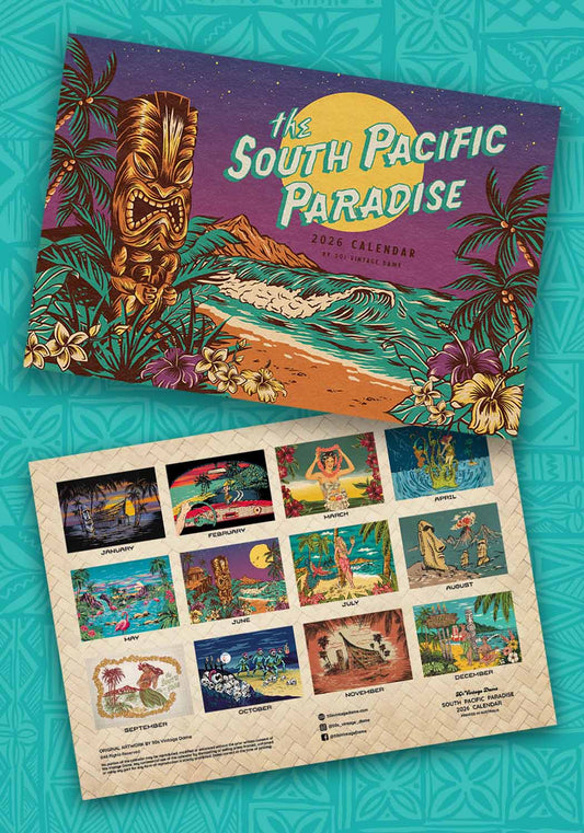 2026 South Pacific Paradise Tiki Wall Calendar