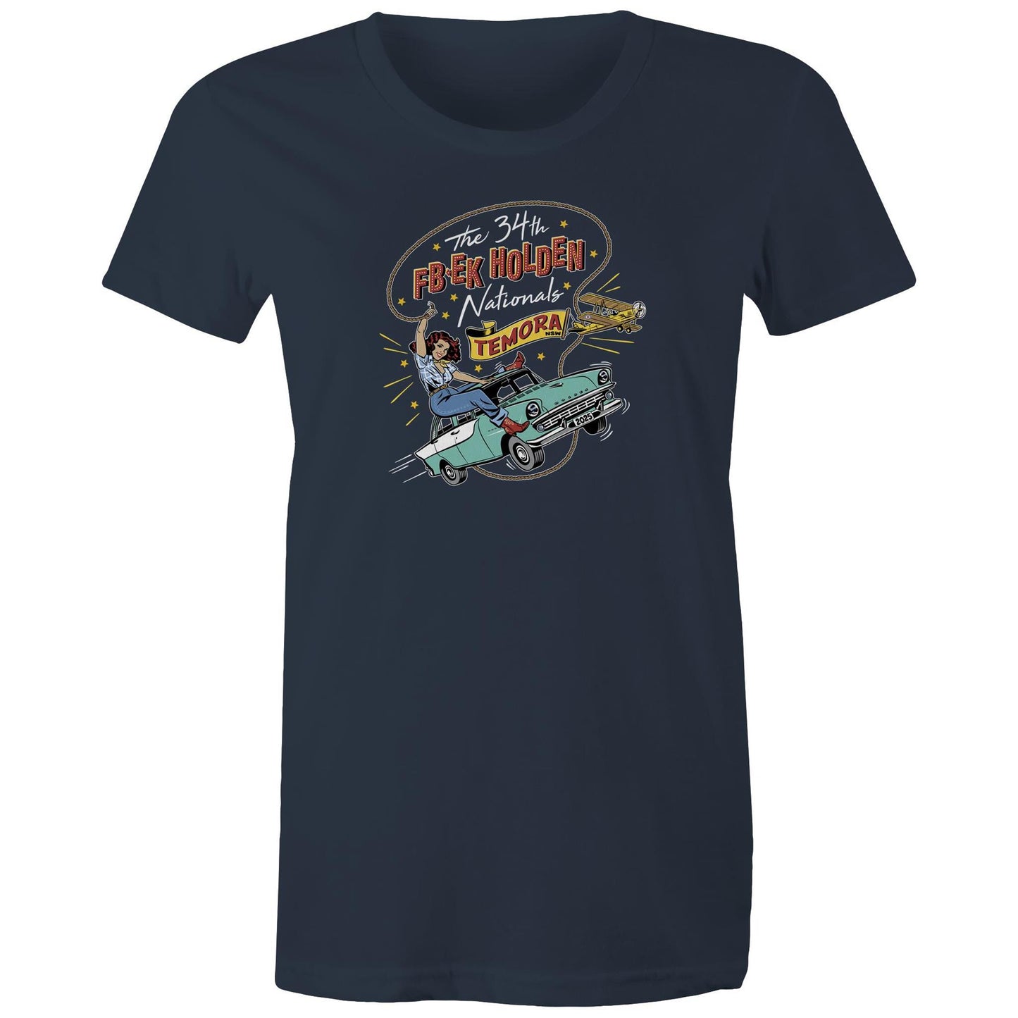 34th FB EK Holden Nationals Temora NSW 2025 - navy blue tee shirt