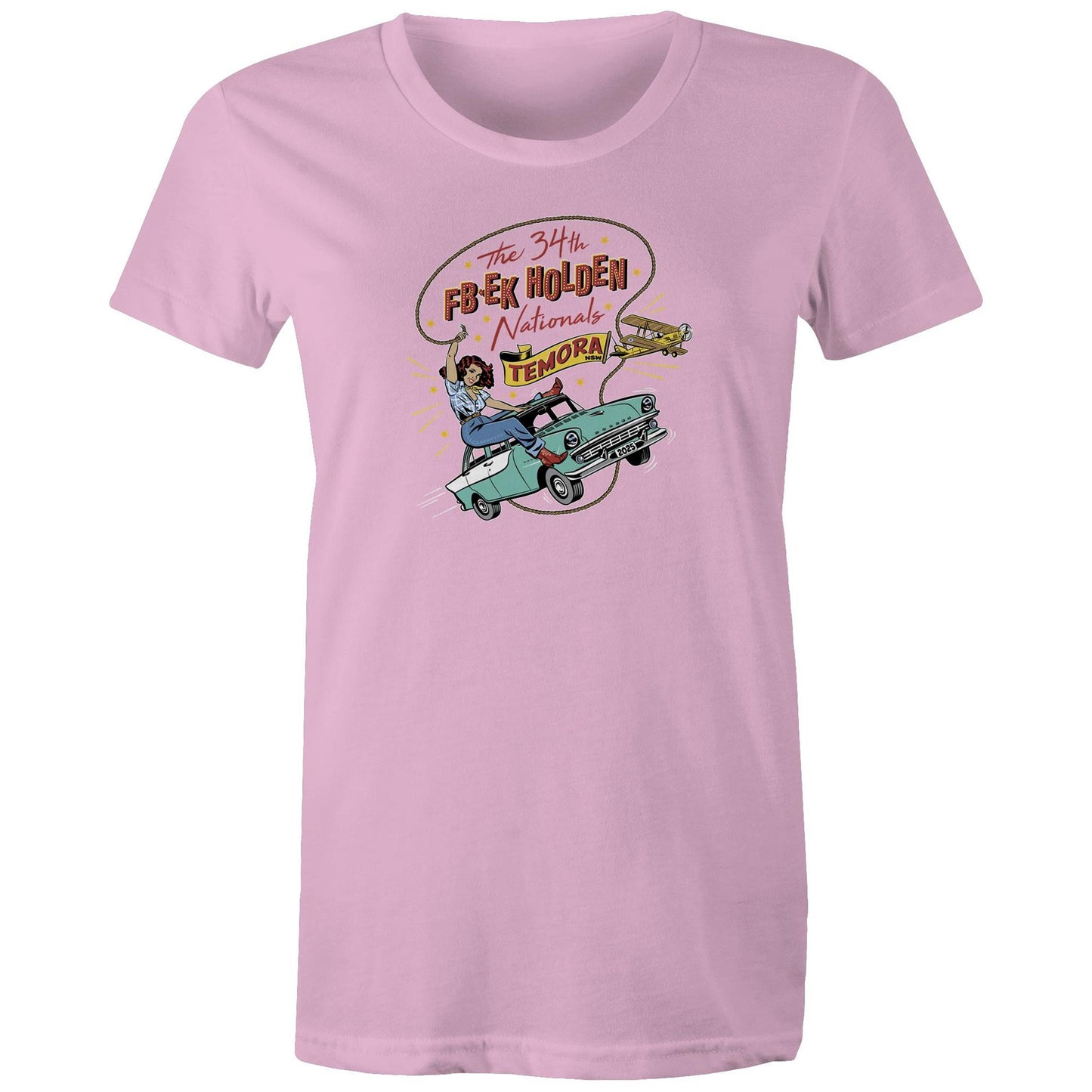 34th FB EK Holden Nationals Temora NSW 2025 - pink tee shirt