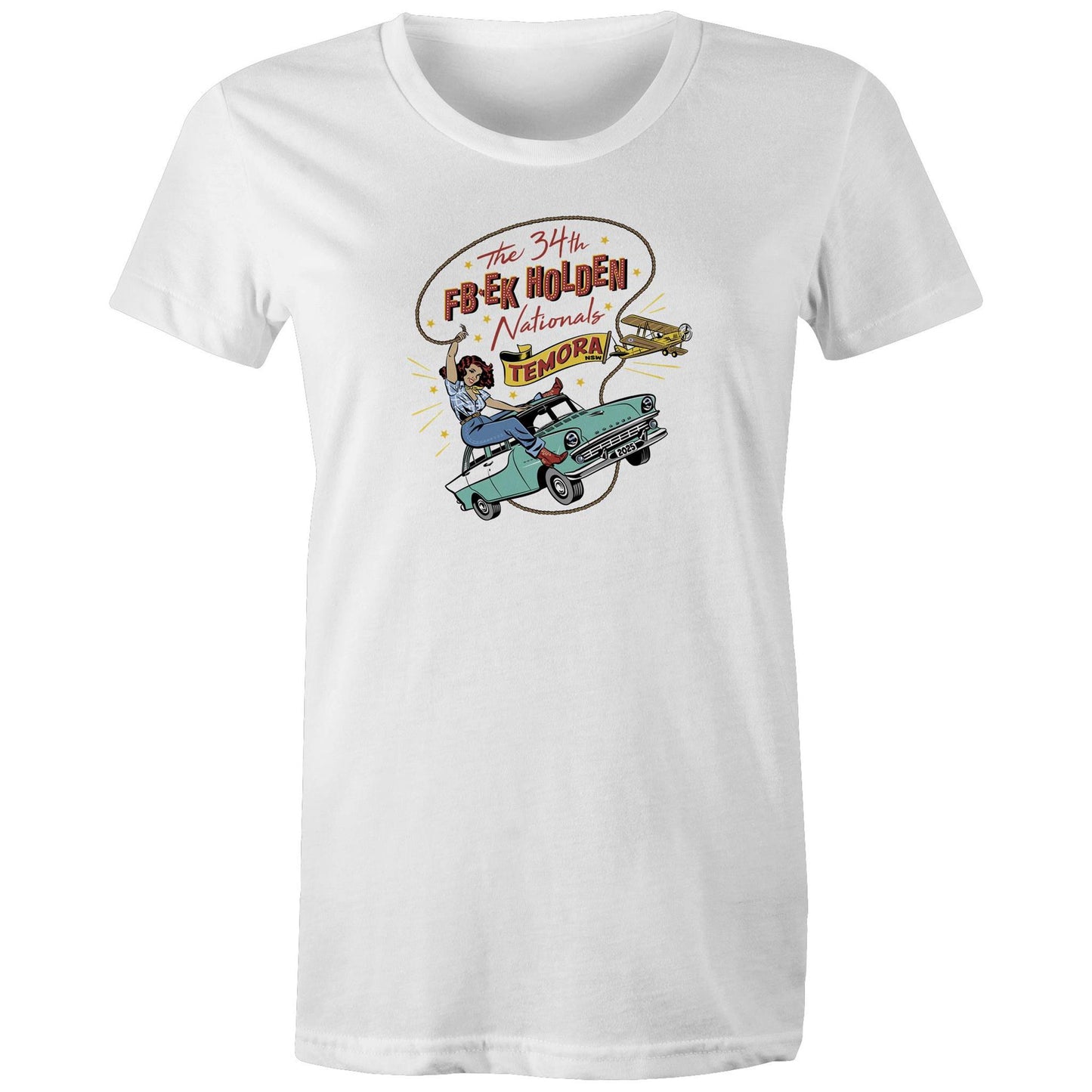 34th FB EK Holden Nationals Temora NSW 2025 - white tee shirt