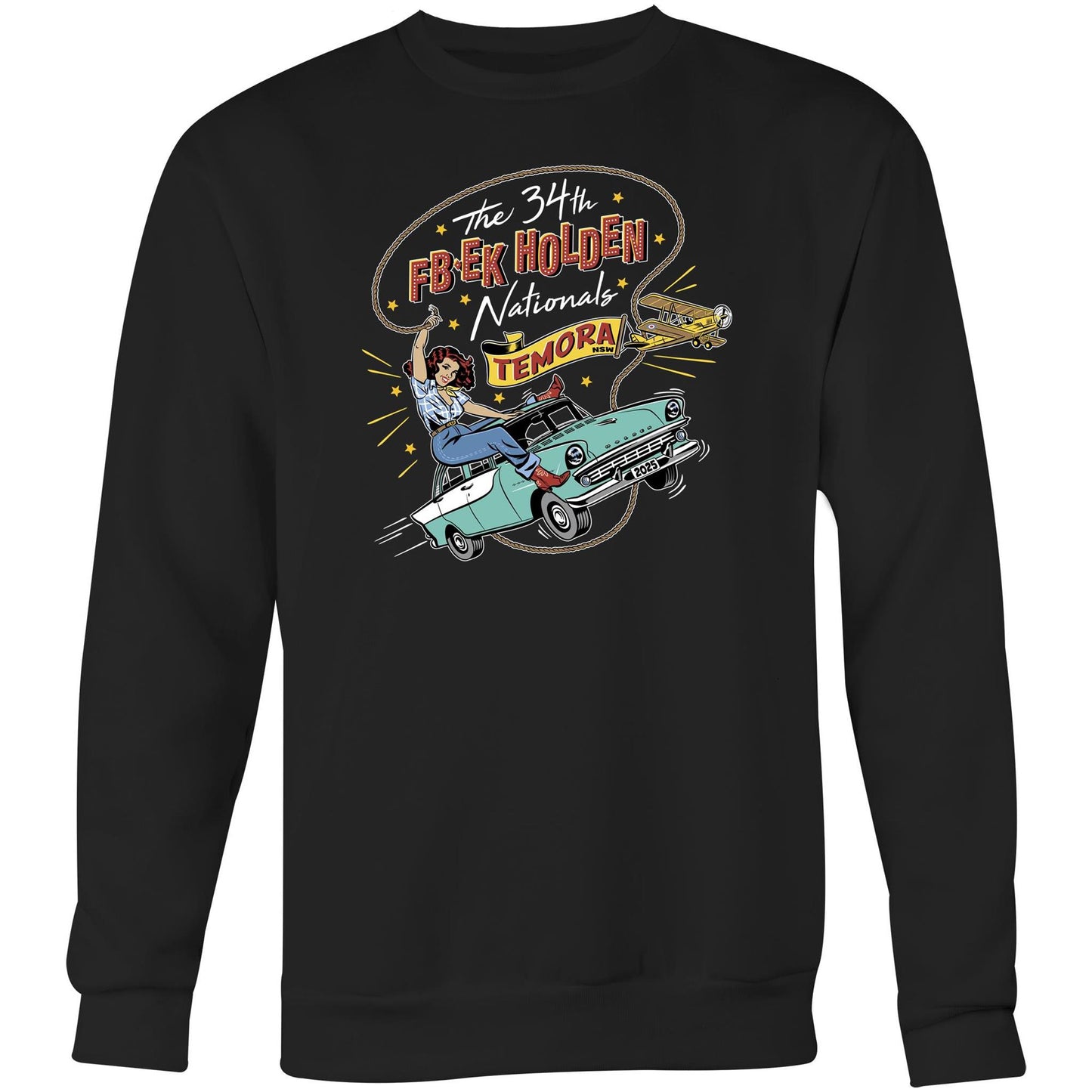 34th FB EK Holden Nationals Temora NSW 2025 - Black crew neck sweatshirt