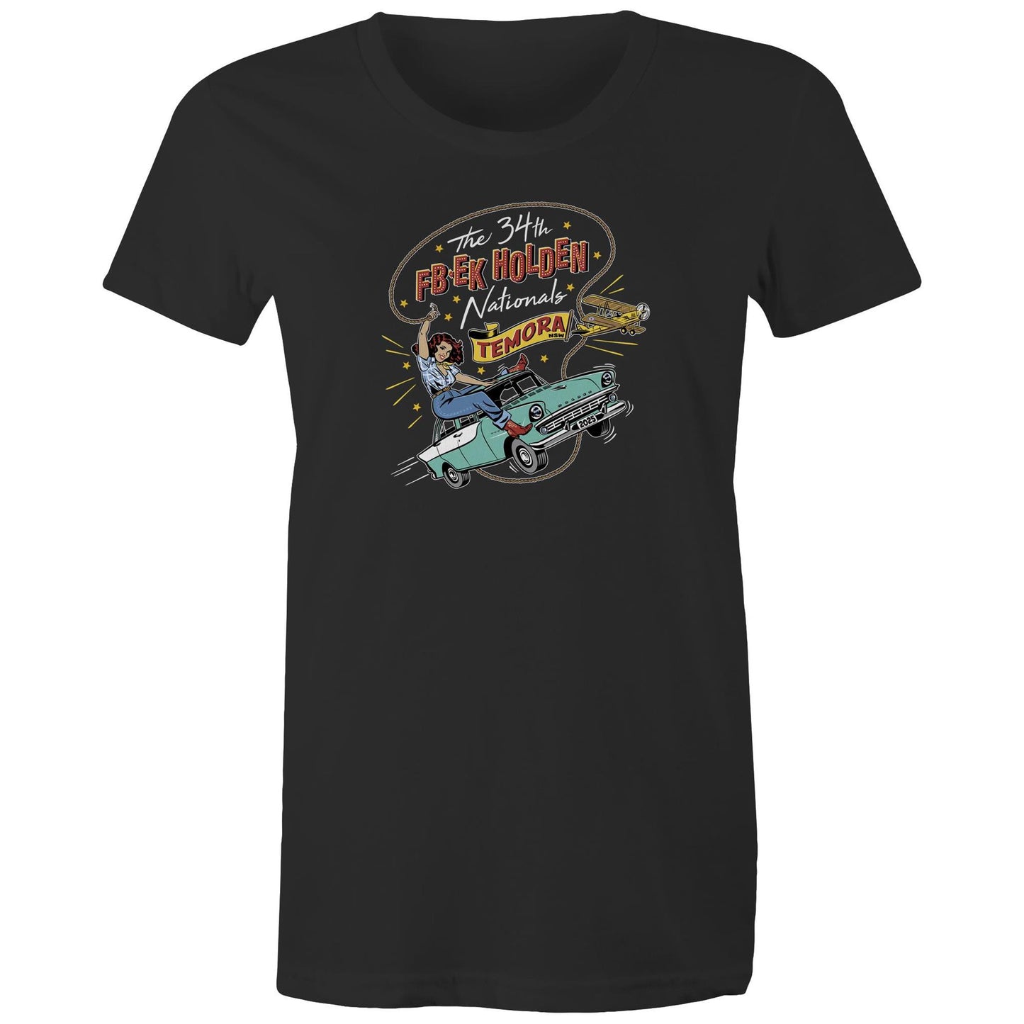 34th FB EK Holden Nationals Temora NSW 2025 - black tee shirt
