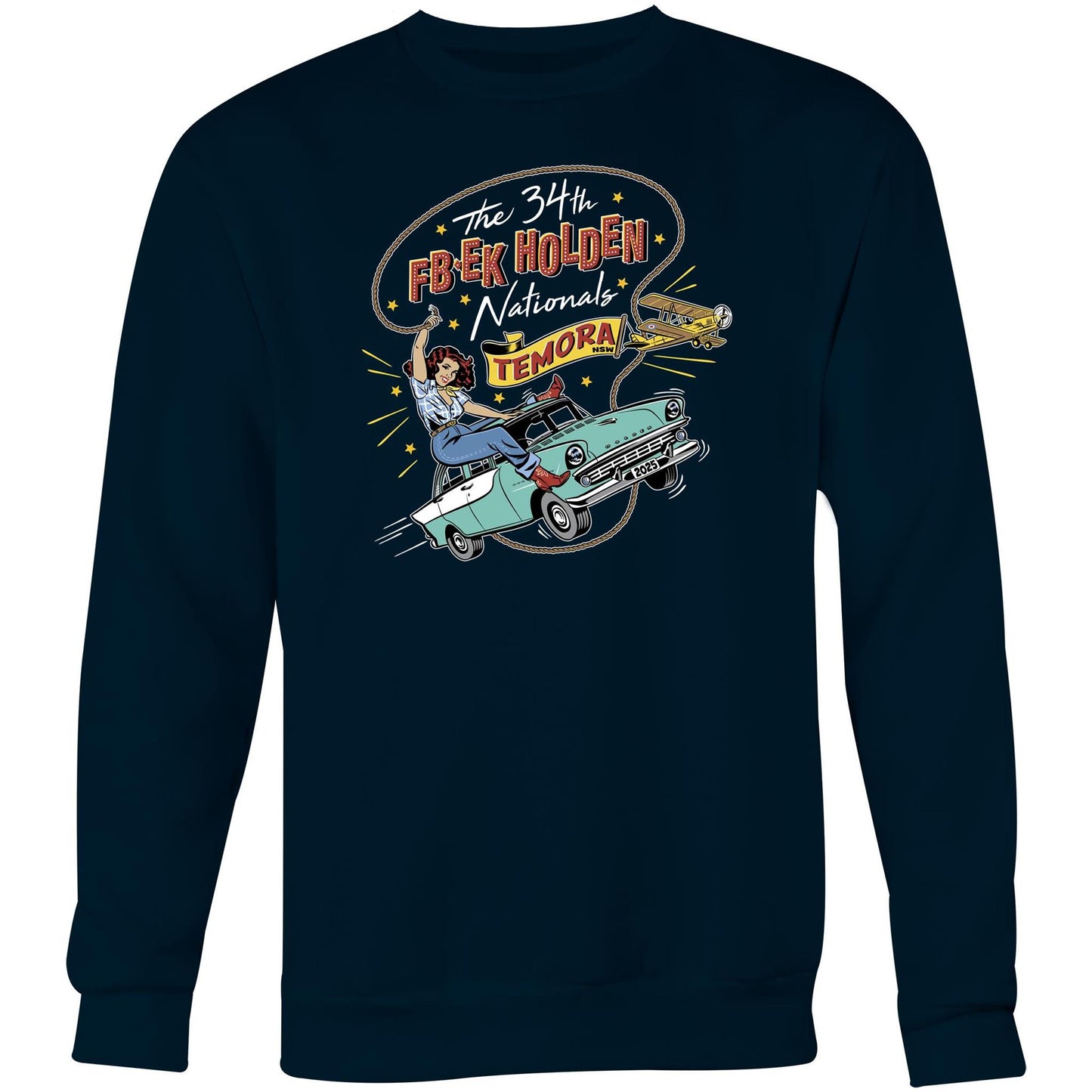 34th FB EK Holden Nationals Temora NSW 2025 - Navy crew neck sweatshirt