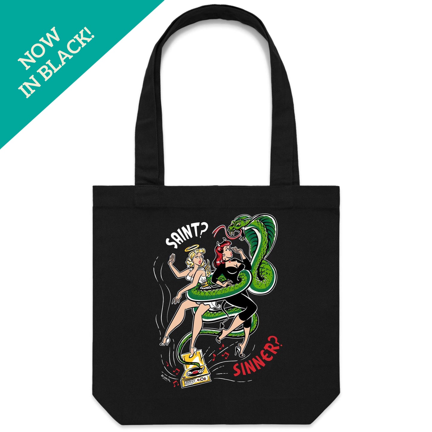 Sinner not a Saint - Canvas Tote Bag (Black)
