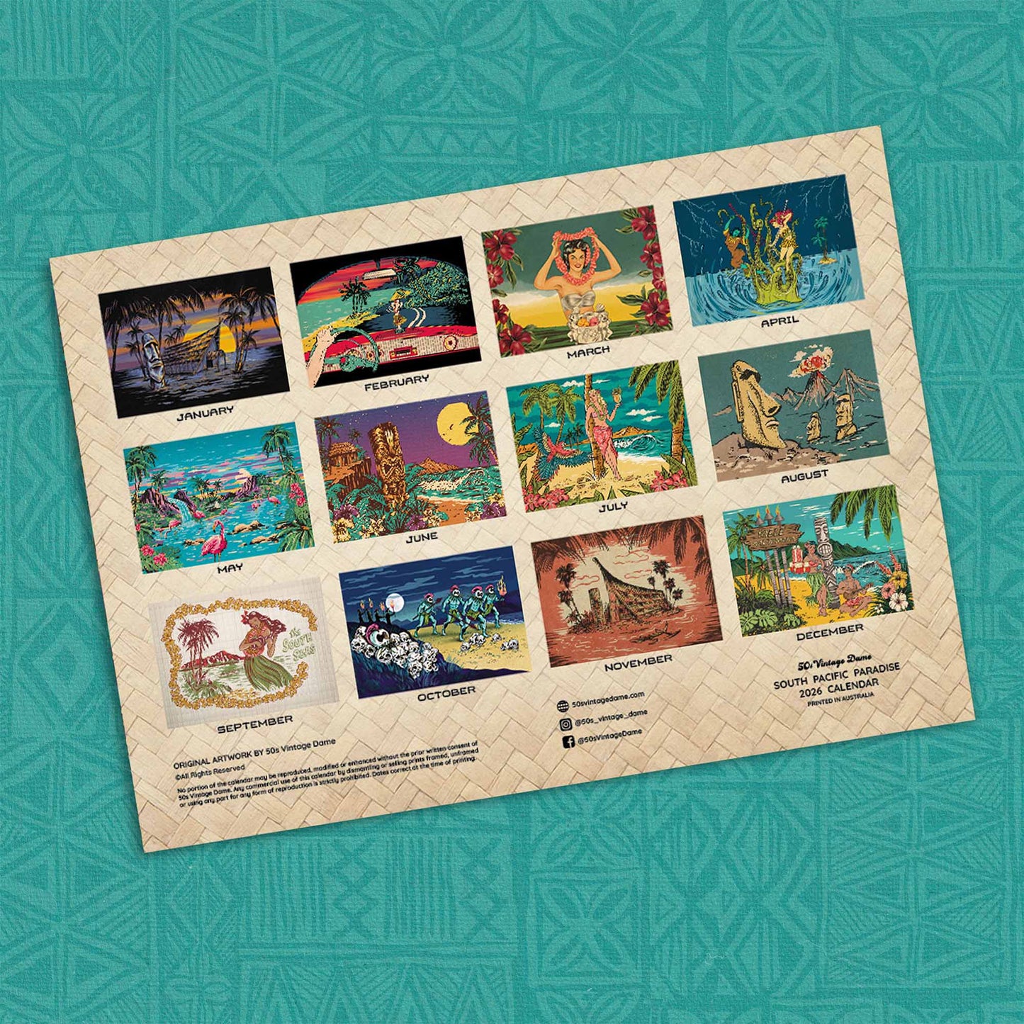 2026 South Pacific Paradise Tiki Calendar