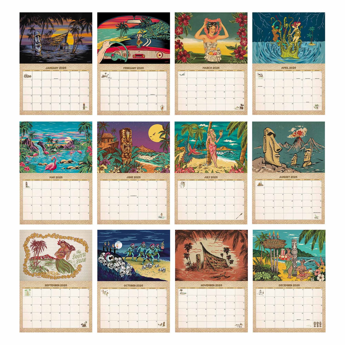 2026 South Pacific Paradise Tiki Calendar