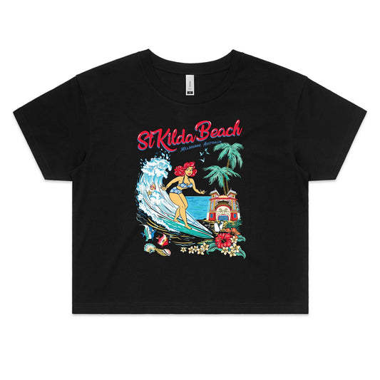 StKilda Beach -  Crop Tee