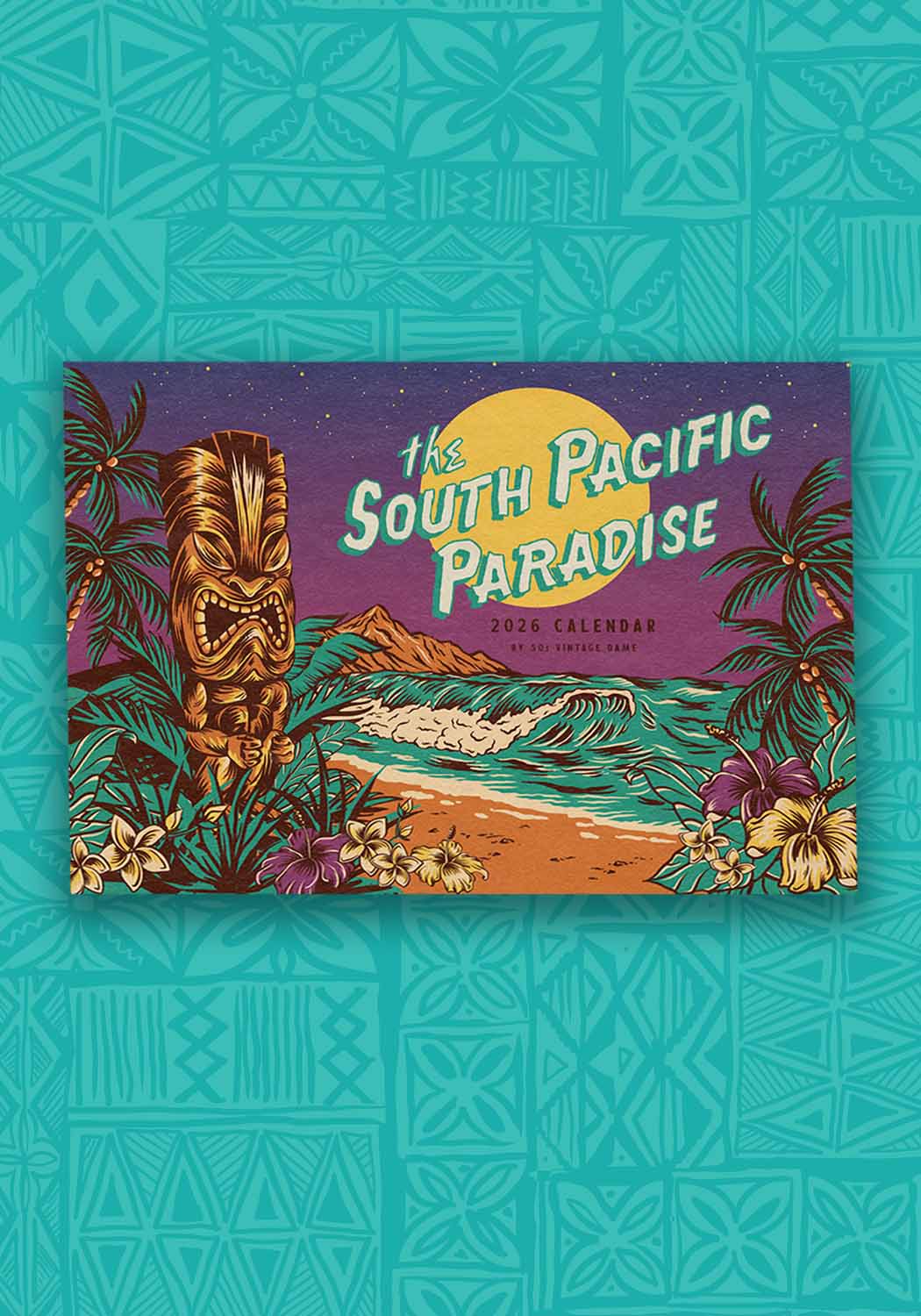 2026 South Pacific Paradise Tiki Wall Calendar