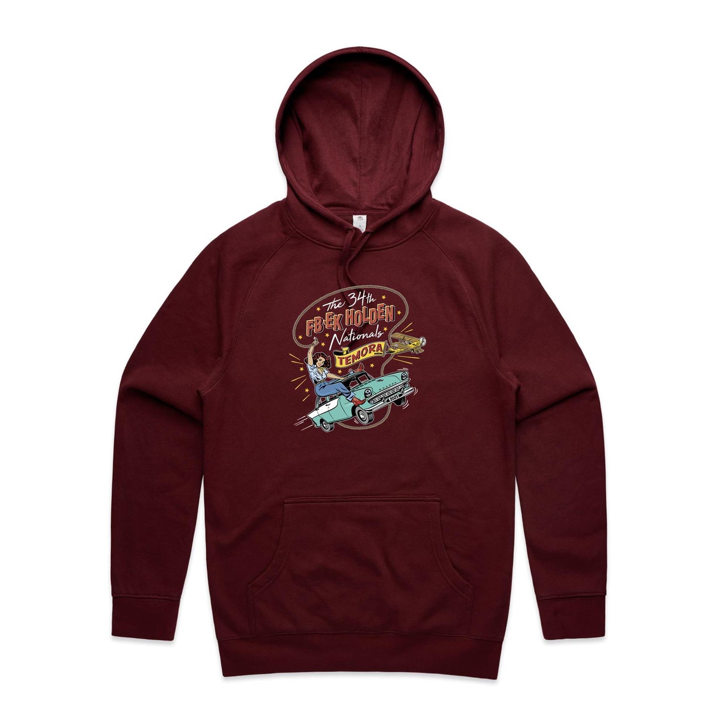 34th FB EK Holden Nationals Temora NSW 2025 - Burgundy hoodie