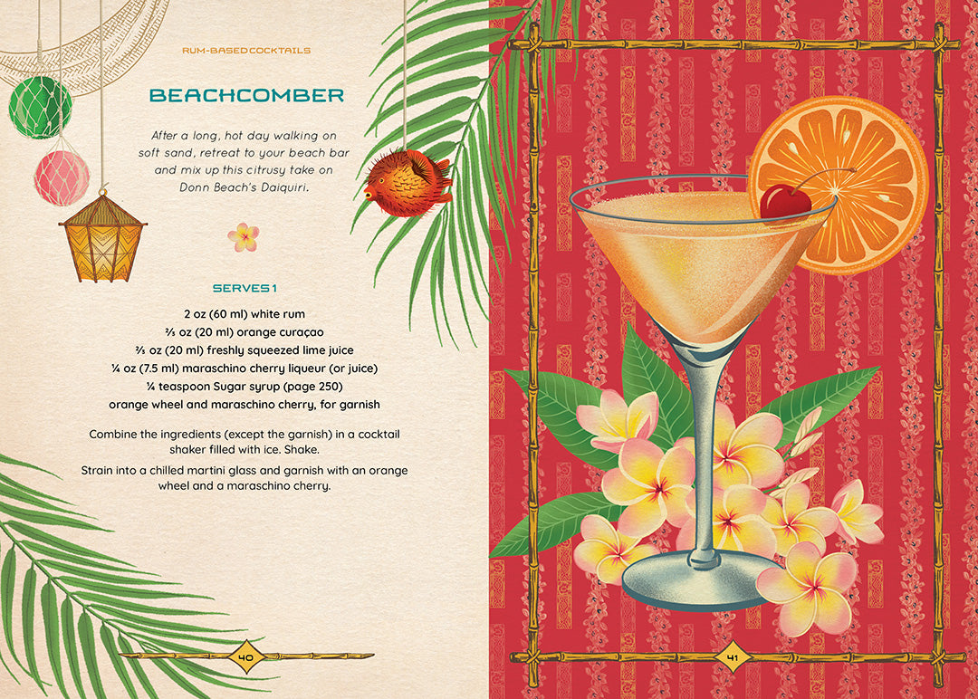 Recipe for the Beachcomber cocktail as featured in the Tiki Cocktails recipe book by Shelly Slipsmith and 50s Vintage Dame