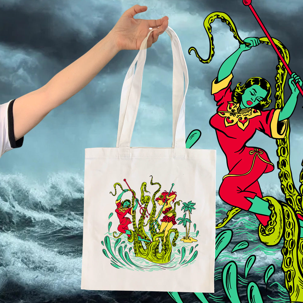 Battle of the Kraken - Tote Bag