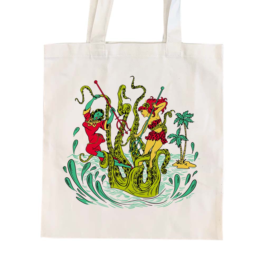 Battle of the Kraken - Tote Bag