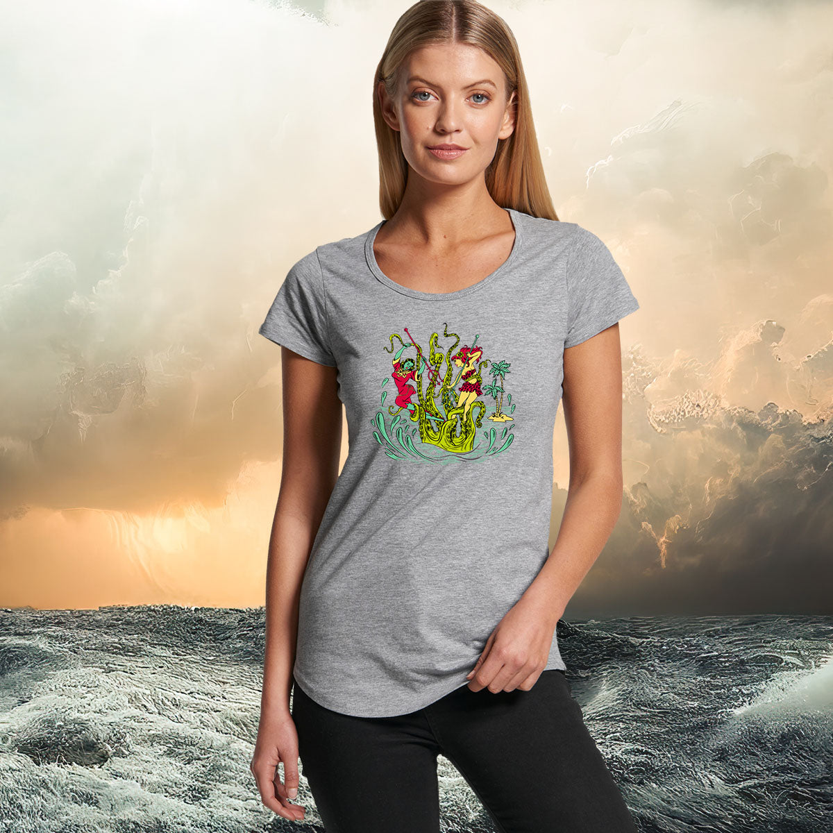 Battle of the Kraken - Ladies Scoop Neck T-Shirt