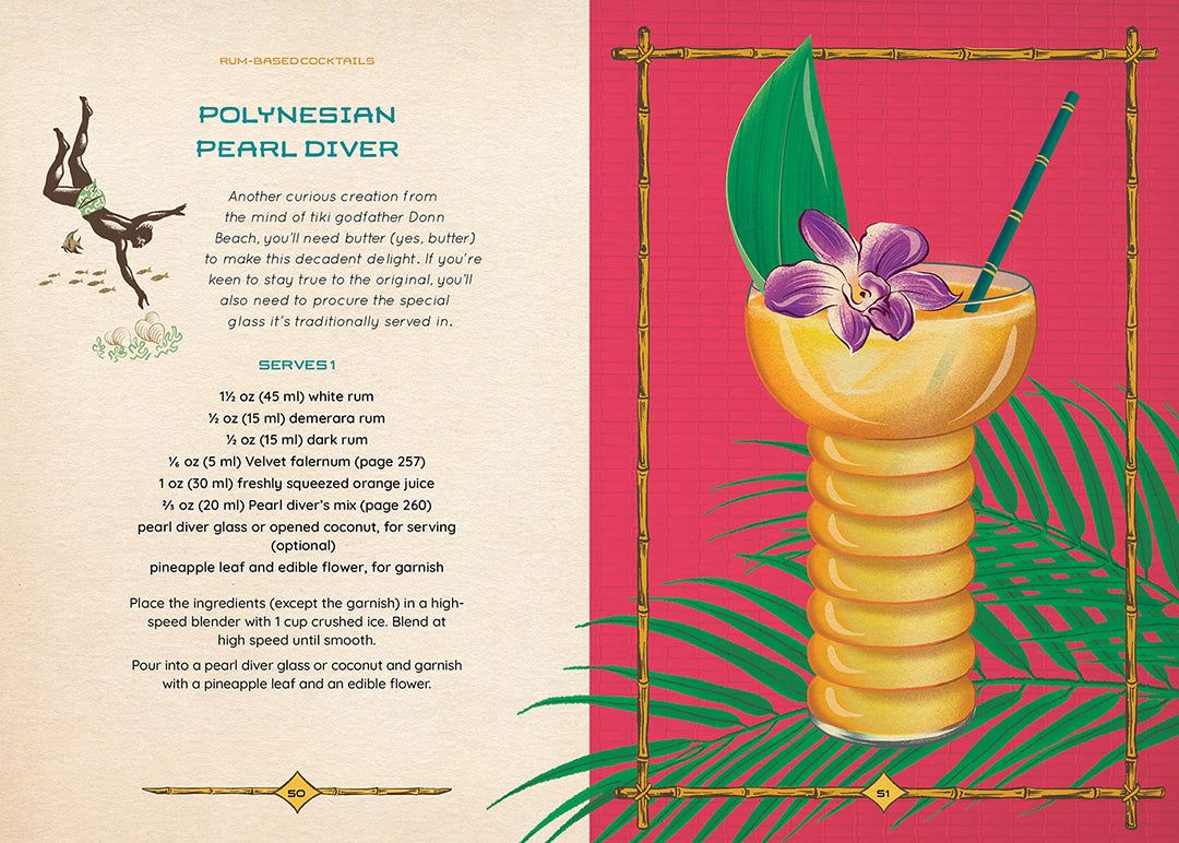 Polynesian Pearl Diver cocktail recipe for the Tiki COcktails book by Shelly Slipsmith and 50s Vintage Dame