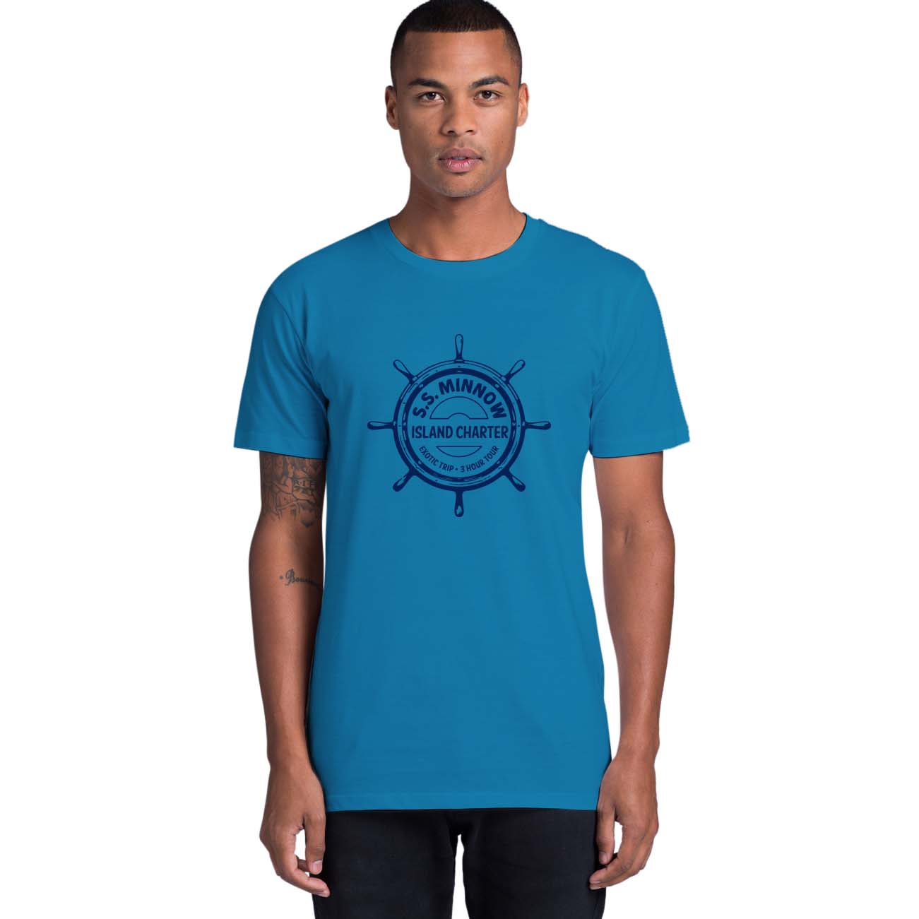 SS Minnow unisex t shirt Blue with navy print