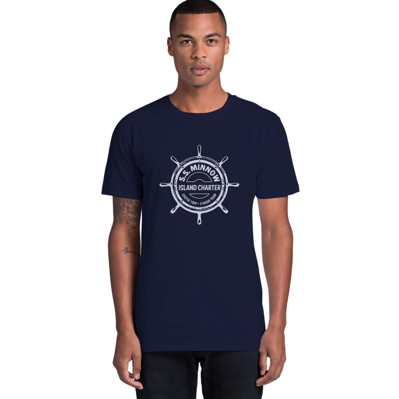 SS Minnow unisex t shirt Navy with white print