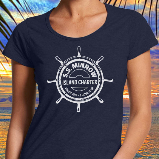 SS Minnow ladies navy scoop neck tee shirt