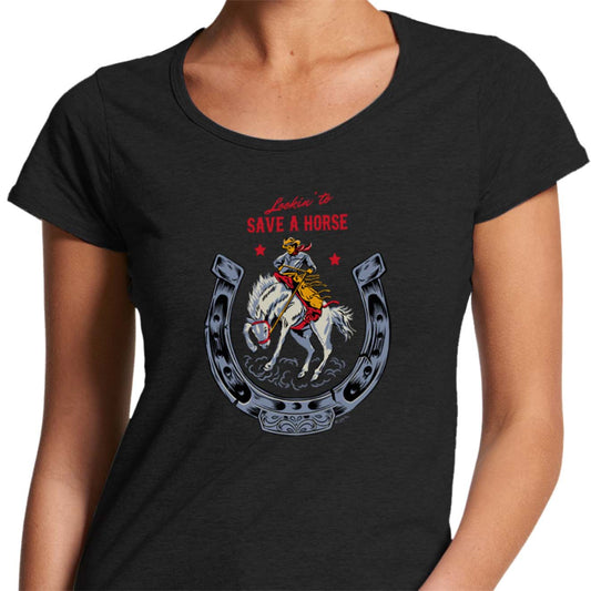 Save a Horse - Ladies Scoop Neck T-Shirt