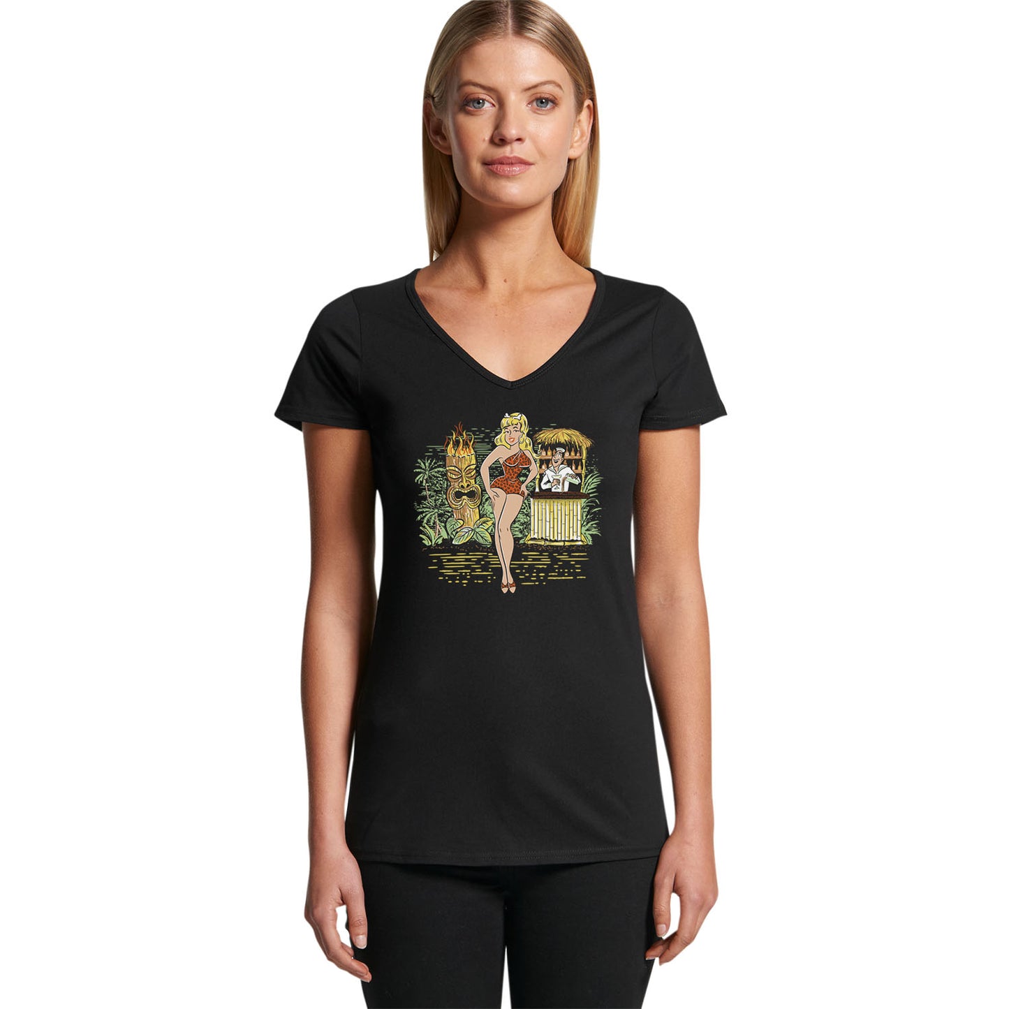 Tiki Queen - Ladies V-Neck T-Shirt