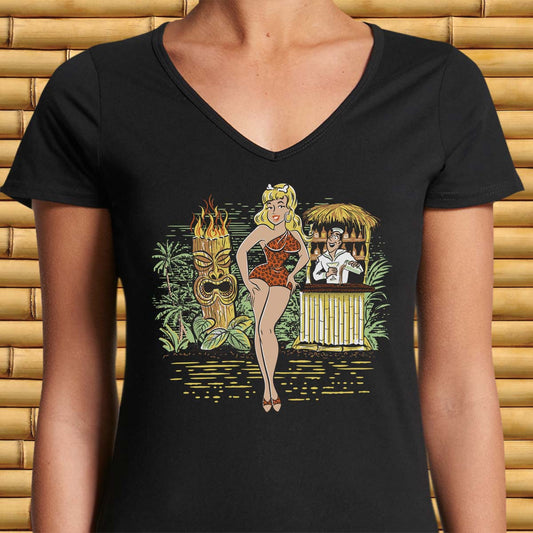 Tiki Queen - Ladies V-Neck T-Shirt