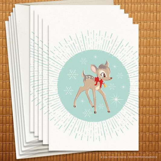 Retro Bambi Christmas card