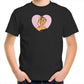 Childrens printed t-shirt with a pink vintage Barbie illustration in a love heart