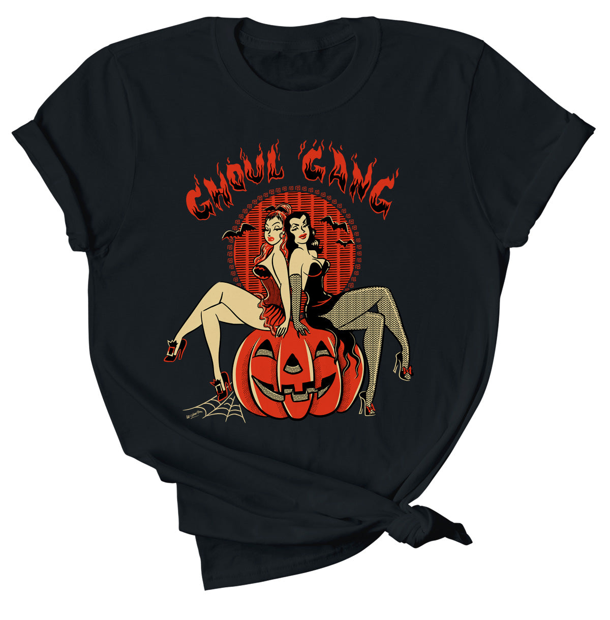 Ghoul Gang witchy black halloween pinup tee shirt