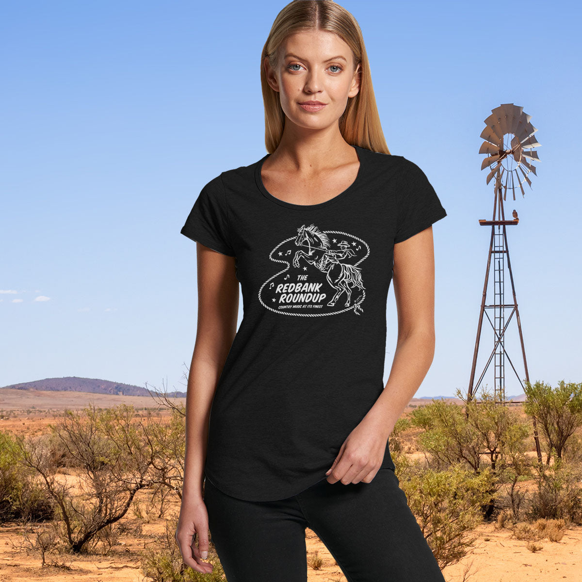 Redbank Roundup - Ladies Scoop Neck T-Shirt