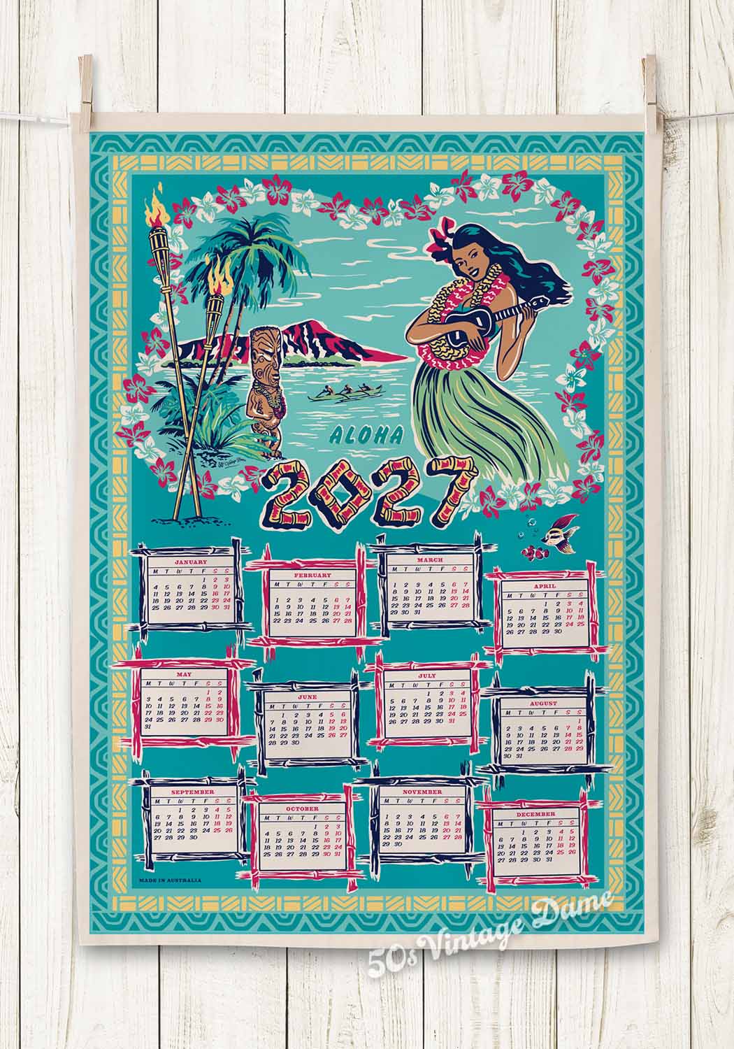 2027 Ti8ki Calendar Teatowel