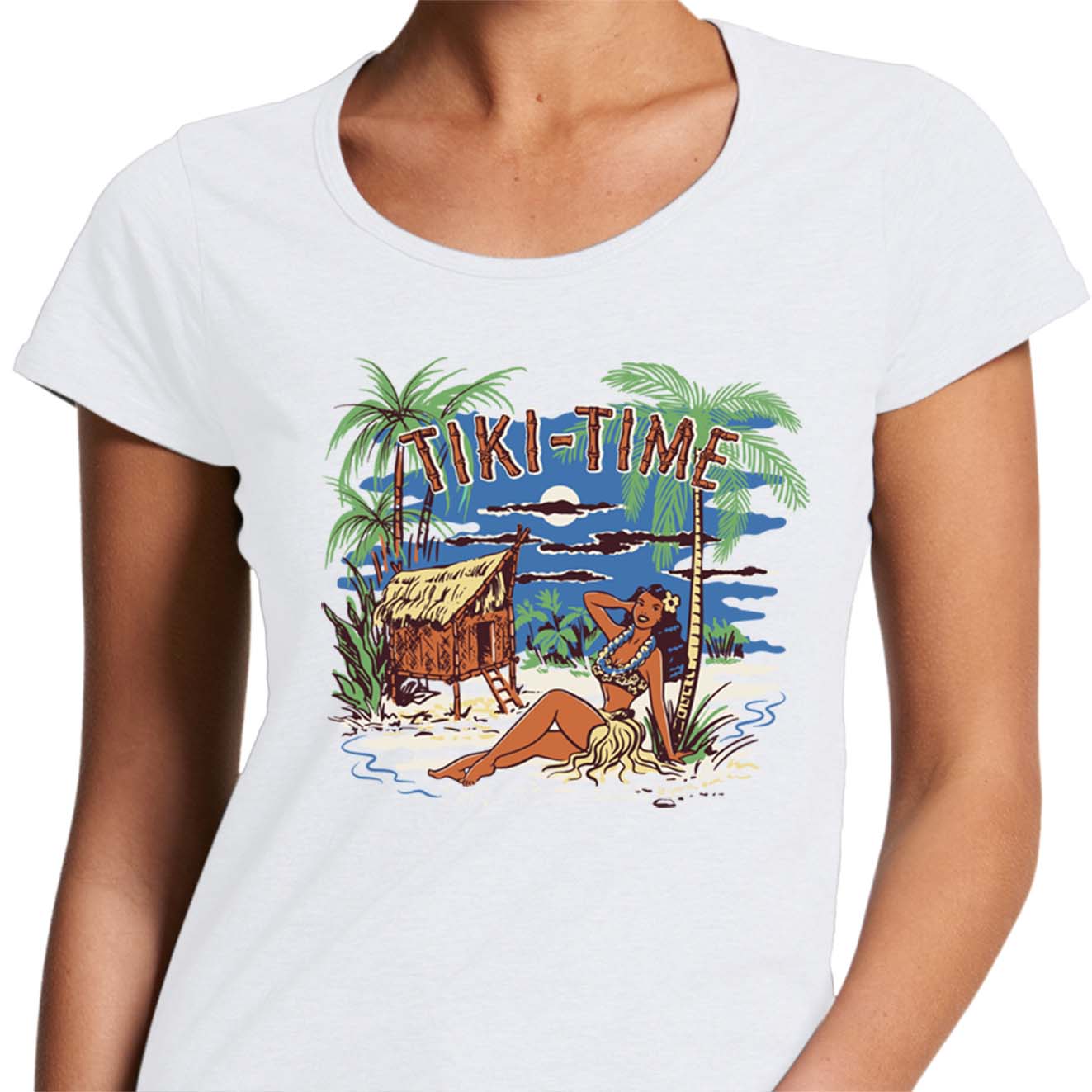 Tiki Time - Ladies Scoop Neck T-Shirt