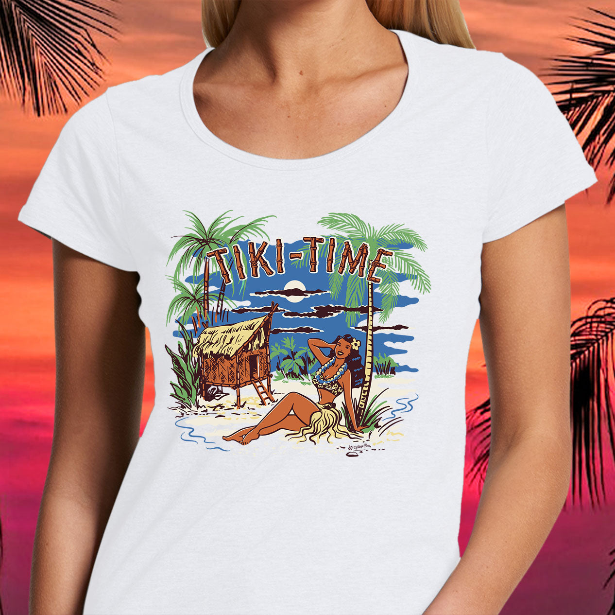 Tiki Time - Ladies Scoop Neck T-Shirt