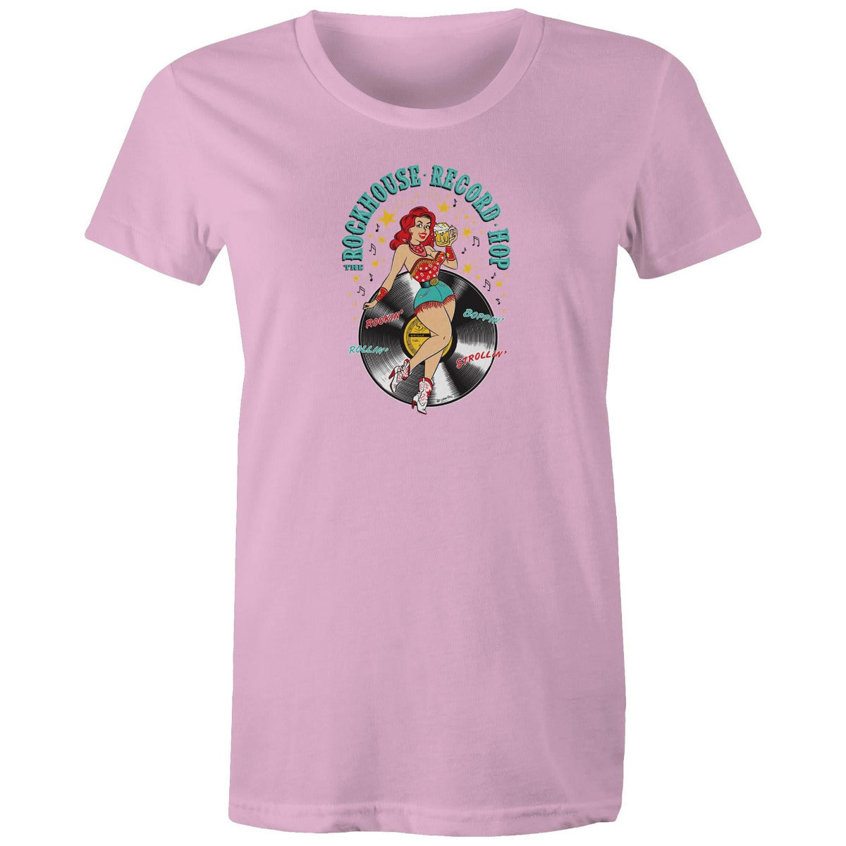 The Rockhouse Record Hop - ladies vintage style pinup tee shirt