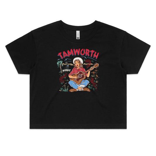 Tamworth Country Music cropped tee shirt in black